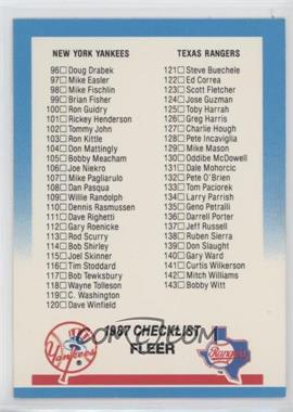 1987 Fleer - [Base] - Factory Set Glossy #655 - Checklist (Yankees, Rangers, Tigers, Phillies)