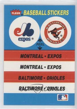 1987 Fleer - Team Stickers Inserts #_MEBO.1 - Montreal Expos Team, Baltimore Orioles (Cincinnati Reds Back)