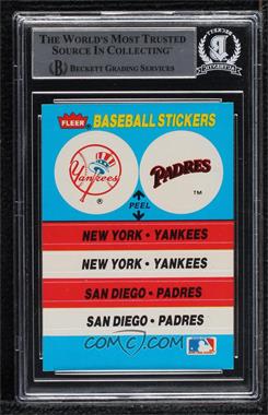 1987 Fleer - Team Stickers Inserts #_NYSD - New York Yankees, San Diego Padres [BAS Authentic]