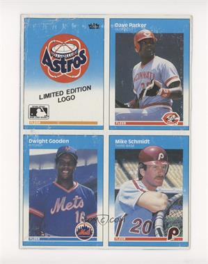 1987 Fleer - Wax Box Bottoms - Complete Panel #C-9/10/4/15 - Houston Astros Logo, Dave Parker, Dwight Gooden, Mike Schmidt [Poor to Fair]