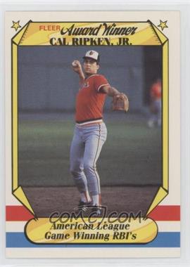 1987 Fleer Award Winners - Box Set [Base] #33 - Cal Ripken Jr.