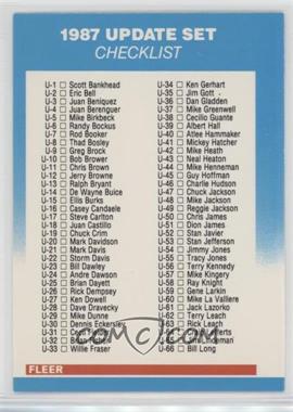 1987 Fleer Update - [Base] #U-132 - Checklist