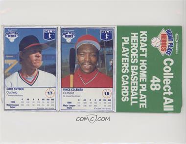 1987 Kraft Home Plate Heroes - Food Issue [Base] - Panels #17-18 - Cory Snyder, Vince Coleman [Noted]
