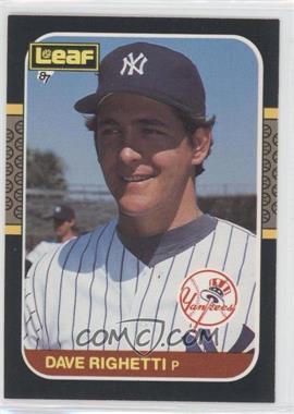 1987 Leaf Canadian - [Base] #53 - Dave Righetti