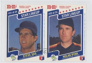 1987 M&M's Star Lineup - Food Issue [Base] - Panels #21-22 - Steve Sax, Nolan Ryan