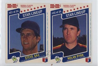 1987 M&M's Star Lineup - Food Issue [Base] - Panels #21-22 - Steve Sax, Nolan Ryan