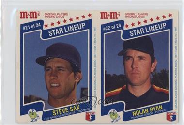 1987 M&M's Star Lineup - Food Issue [Base] - Panels #21-22 - Steve Sax, Nolan Ryan