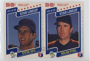 1987 M&M's Star Lineup - Food Issue [Base] - Panels #21-22 - Steve Sax, Nolan Ryan