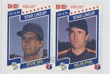 1987 M&M's Star Lineup - Food Issue [Base] - Panels #21-22 - Steve Sax, Nolan Ryan