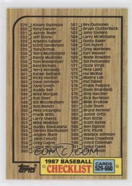 1987 Topps - [Base] - Tiffany #654 - Checklist - Cards 529-660