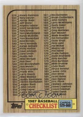 1987 Topps - [Base] - Tiffany #654 - Checklist - Cards 529-660