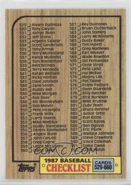 1987 Topps - [Base] - Tiffany #654 - Checklist - Cards 529-660