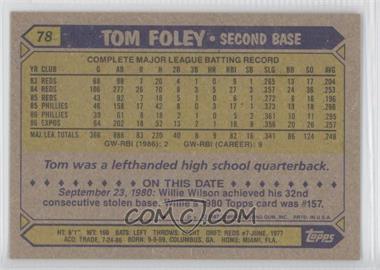 1987 Topps #78 - Tom Foley - Courtesy of COMC.com