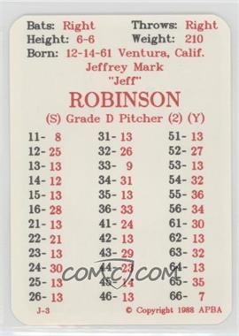 1988 APBA Baseball 1987 Season - [Base] #_JERO.1 - Jeff Robinson (Jeffrey 'Mark' Robinson)