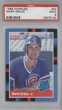 1988 Donruss - [Base] #40.1 - Rated Rookie - Mark Grace (Last Line Begins with Led) [PSA 9 MINT]