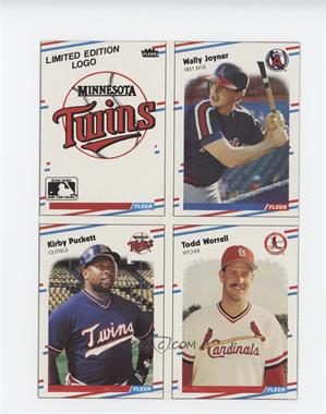 1988 Fleer - Box Bottoms - Complete Panel #C-4-5-16-7 - Minnesota Twins Logo, Wally Joyner, Kirby Puckett, Todd Worrell [Good to VG‑EX]