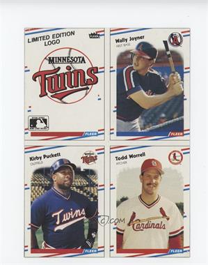 1988 Fleer - Box Bottoms - Complete Panel #C-4-5-16-7 - Minnesota Twins Logo, Wally Joyner, Kirby Puckett, Todd Worrell [Good to VG‑EX]