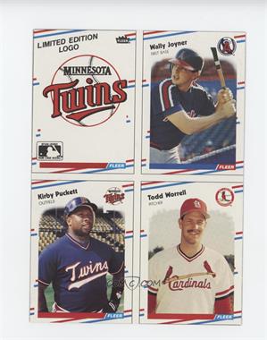 1988 Fleer - Box Bottoms - Complete Panel #C-4-5-16-7 - Minnesota Twins Logo, Wally Joyner, Kirby Puckett, Todd Worrell [Good to VG‑EX]