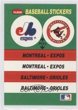 1988 Fleer - Team Stickers Inserts #_MEBO.2 - Montreal Expos Team, Baltimore Orioles (Comiskey Park)
