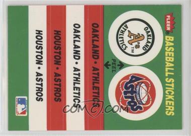 1988 Fleer - Team Stickers Inserts #_OAHA - Oakland Athletics Team, Houston Astros