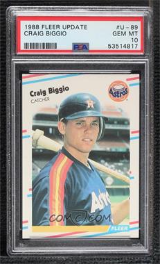 1988 Fleer Update - [Base] #U-89 - Craig Biggio [PSA 10 GEM MT]