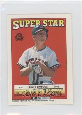 1988 O-Pee-Chee Super Star Sticker Backs - [Base] - Peeled #53 - Cory Snyder [EX to NM]