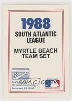 Team Checklist - Myrtle Beach Blue Jays [EX to NM]