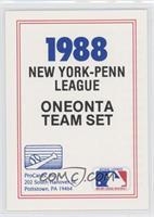 Team Checklist - Oneonta Yankees