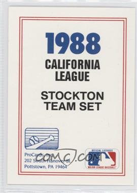 1988 ProCards Minor League - [Base] #_STPO - Team Checklist - Stockton Ports