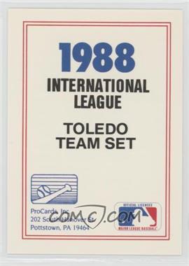 1988 ProCards Minor League - [Base] #_TOMH - Team Checklist - Toledo Mud Hens