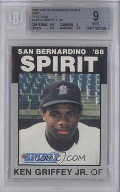 1988 San Bernardino Spirit - [Base] - Platinum #1 - Ken Griffey Jr. /1300 [BGS 9 MINT]