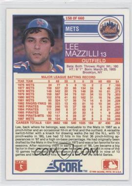 1988 Score #158 - Lee Mazzilli - Courtesy of COMC.com