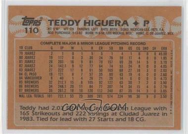 1988 Topps - [Base] - Blank Front #110 - Teddy Higuera