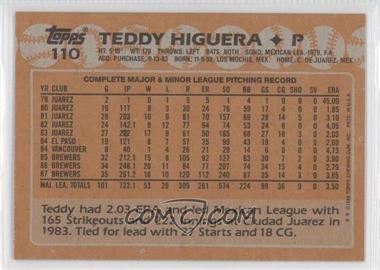 1988 Topps - [Base] - Blank Front #110 - Teddy Higuera