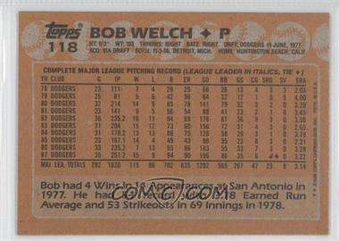 1988 Topps - [Base] - Blank Front #118 - Bob Welch