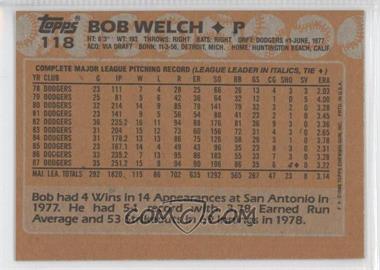 1988 Topps - [Base] - Blank Front #118 - Bob Welch
