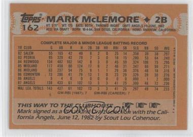 1988 Topps - [Base] - Blank Front #162 - Mark McLemore