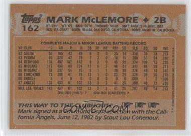 1988 Topps - [Base] - Blank Front #162 - Mark McLemore