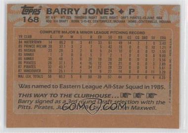 1988 Topps - [Base] - Blank Front #168 - Barry Jones