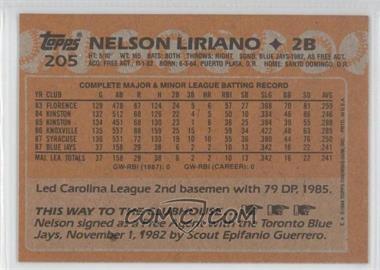 1988 Topps - [Base] - Blank Front #205 - Nelson Liriano