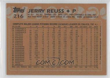 1988 Topps - [Base] - Blank Front #216 - Jerry Reuss