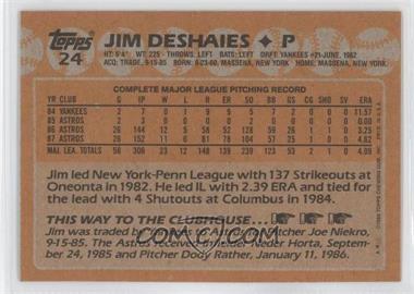 1988 Topps - [Base] - Blank Front #24 - Jim Deshaies