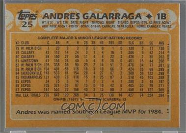 1988 Topps - [Base] - Blank Front #25 - Andres Galarraga