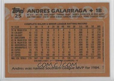 1988 Topps - [Base] - Blank Front #25 - Andres Galarraga