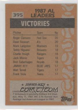 1988 Topps - [Base] - Blank Front #395 - All Star - Jimmy Key