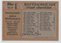 Team Checklist - John McNamara