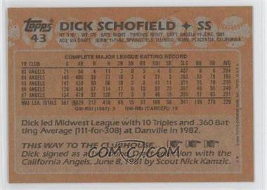 1988 Topps - [Base] - Blank Front #43 - Dick Schofield