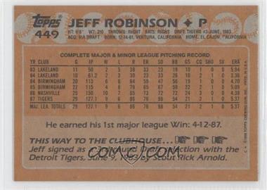 1988 Topps - [Base] - Blank Front #449 - Jeff Robinson