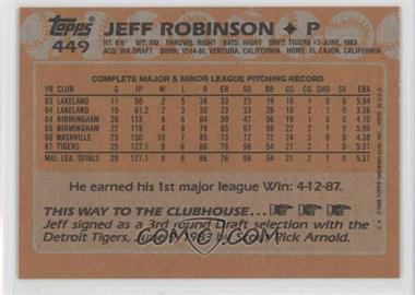 1988 Topps - [Base] - Blank Front #449 - Jeff Robinson
