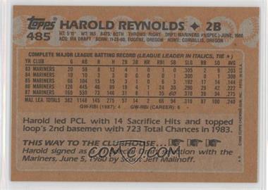 1988 Topps - [Base] - Blank Front #485 - Harold Reynolds